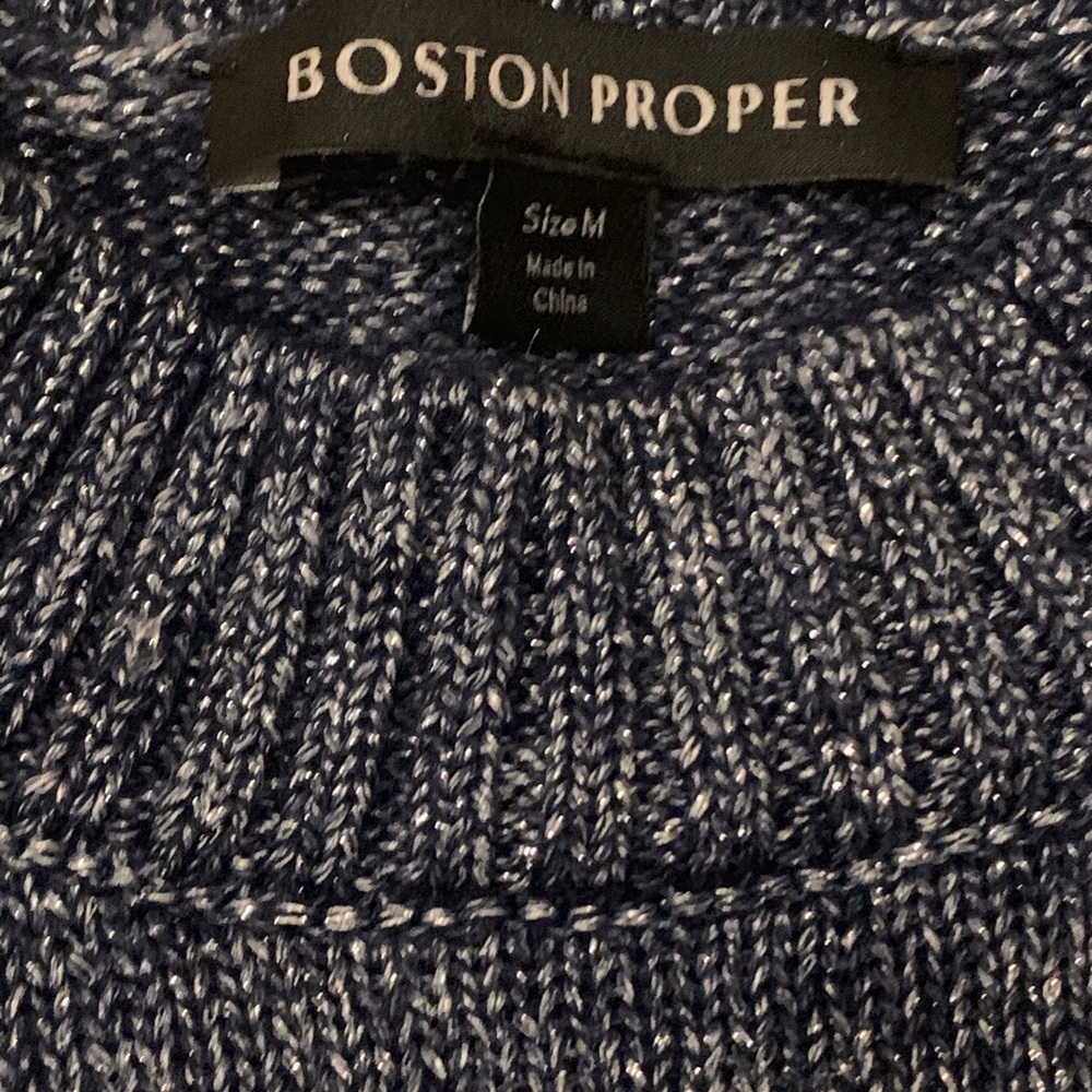NWOT Boston Proper Lurex Fur Cuff Sweater - Picture 5 of 5